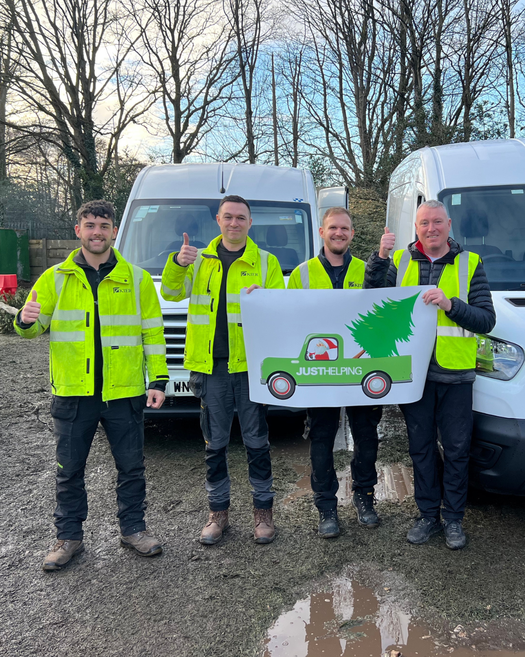 Kier volunteering team supporting Christmas tree collection